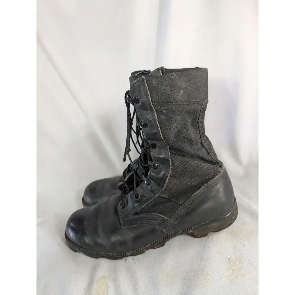 Ro-Search Combat Boots Mens 9.5 W Black Leather Military Tactical Lug Sole Shoes
